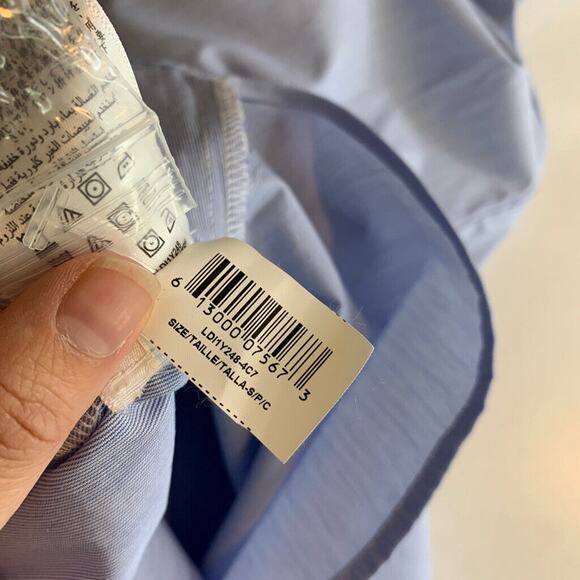 BCBGeneration Shirt Womens S Small Blue Striped Collar Cold Shoulder Button Up - Picture 14 of 16